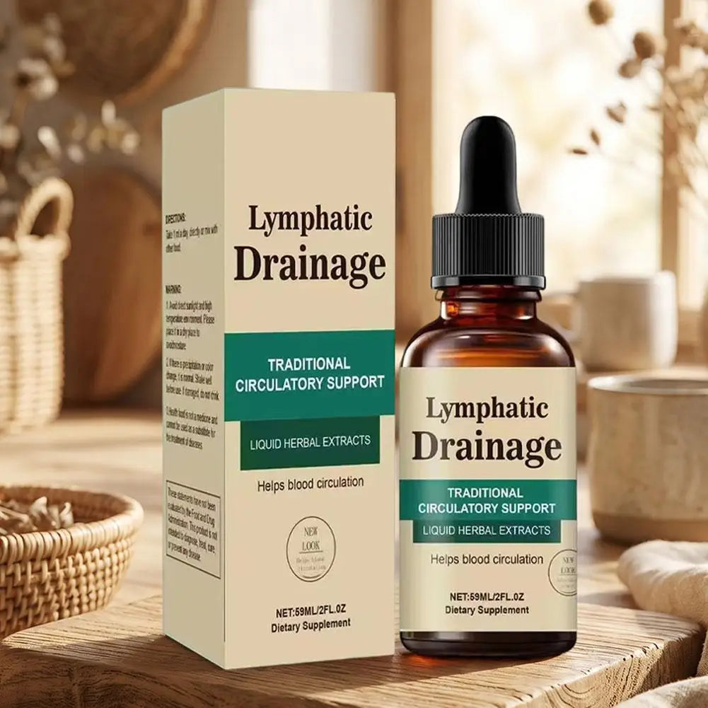 Lymphatic Drainage Drops 59ml, Natural Herbal Liquid Supplement for Circulatory Support, Easy-to-Use for Men & Women